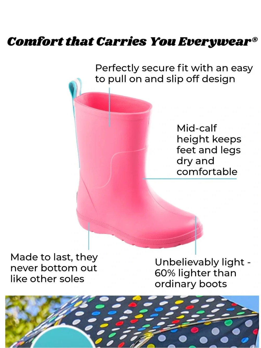 Totes Cirrus Charley Kids Rain Boots Blue Red Size 9/10